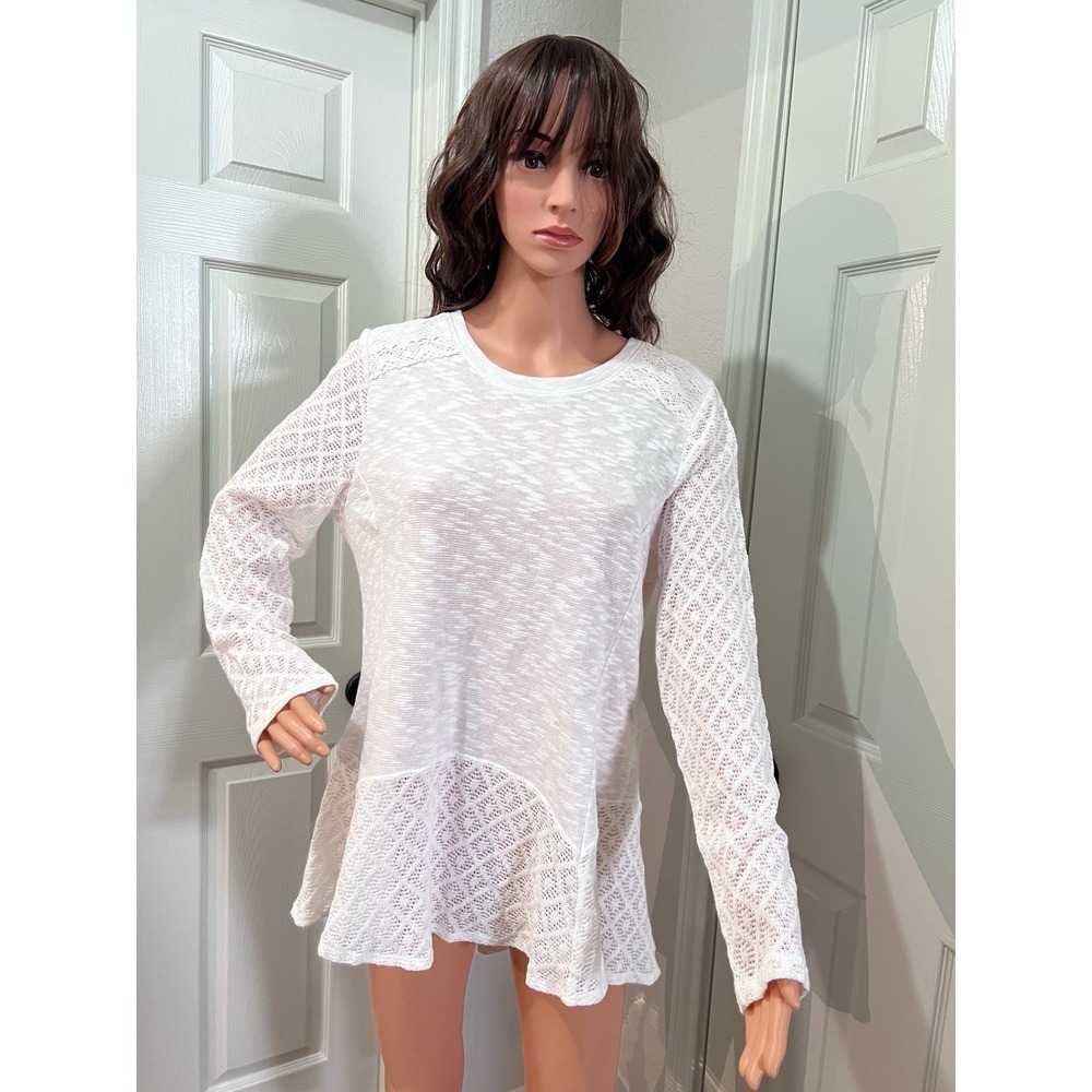 Style & Co. Women's White‎ Lace Tunic Top XL Long Sleeve Regular Fit WPL 8046
